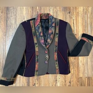 VINTAGE Coloratura Wool Concho Jacket Womens P Southwest Tapestry Excellent❤️